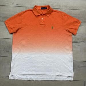 Polo Ralph Lauren Ombre Polo Shirt Orange to White Gradient Men Size XL Tie Dye